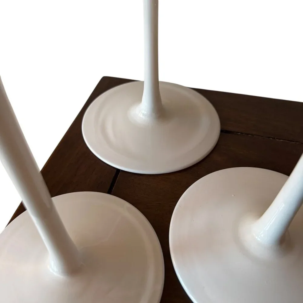 Vintage 90's Ikea Blomster Trio White Candlestick Holders White Glass Holiday